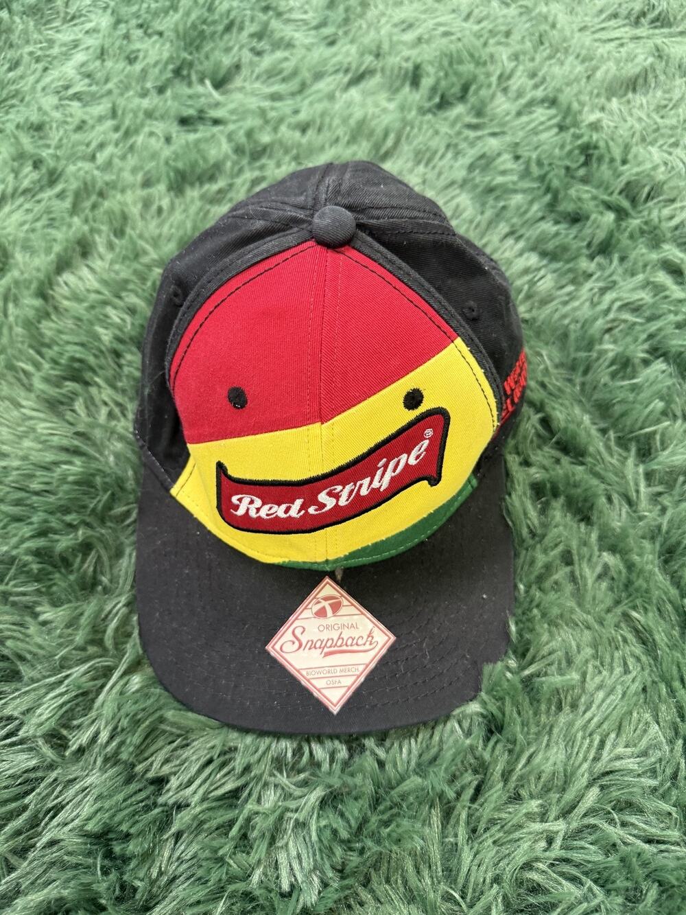 Red Stripe Beer Snapback Hat Rasta Colors Don't Worry Beer Happy Baseball Cap